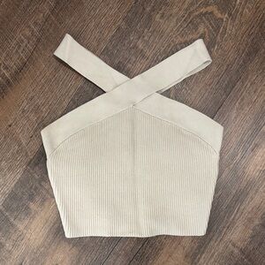 Aritzia Cream criss cross Halter Top